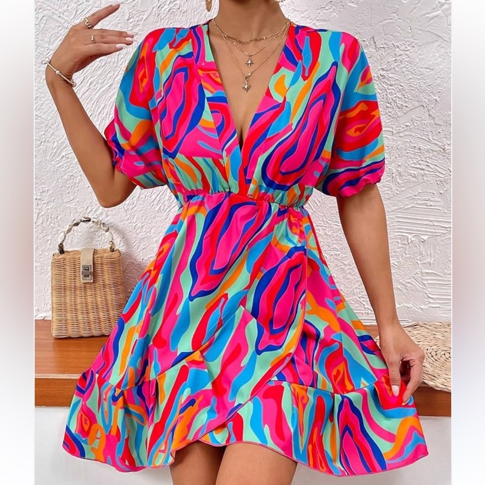 🔥Elegant Vibrant Multicolor Dress - Picture 6 of 6